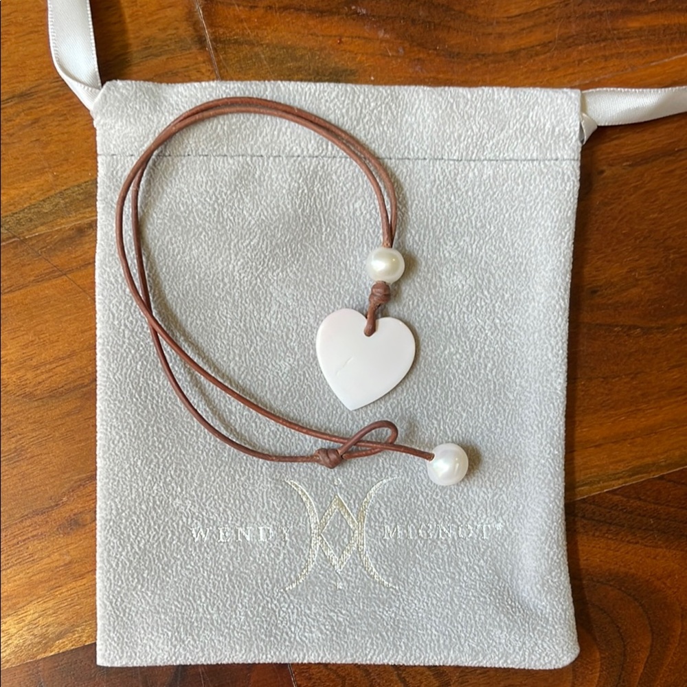 Wendy Mignot Light Pink Heart Necklace with Pearls BRAND NEW